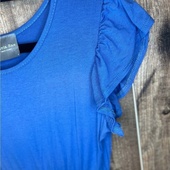 Olivia Rae T-Shirt Dress Flutter Sleeve Stretch Scoop Neck Blue Women's Size S - Picture 6 of 6